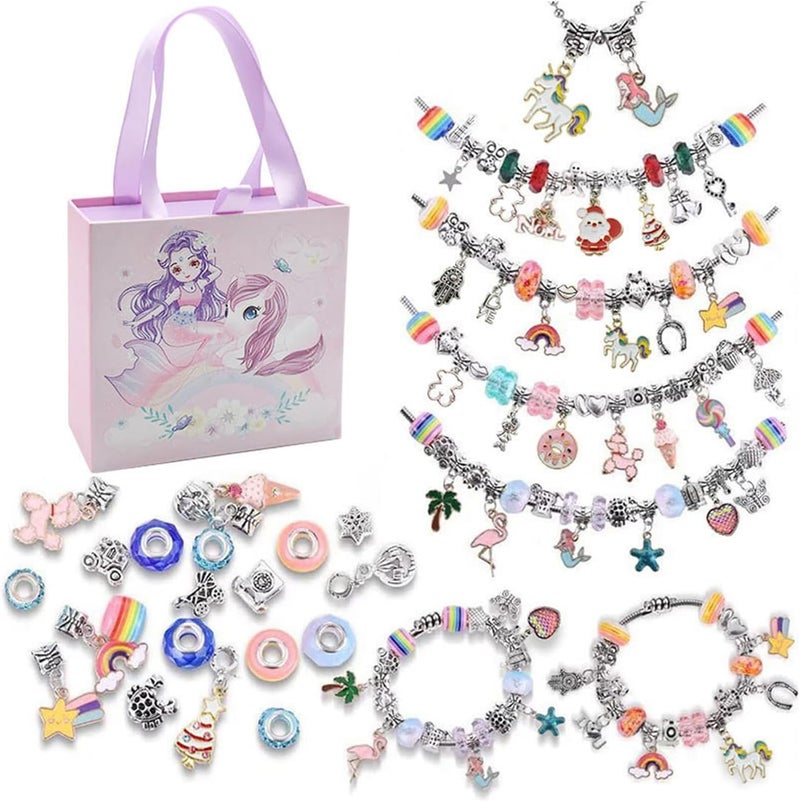 Beauenty DIY Charm Bracelet Making Kit for Girls - 99 Pieces Jewelry Set with Box - Image 1